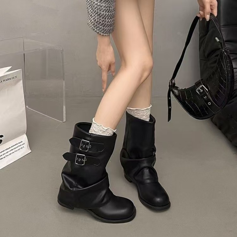No Show Sock Women - Damskie czarne botki do połowy łydki