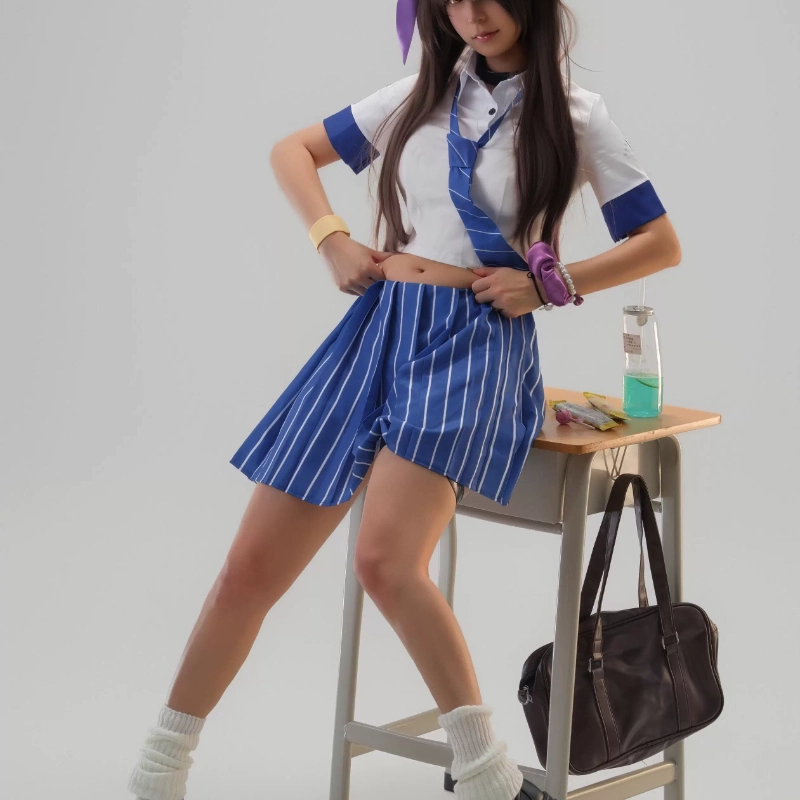 Knee High Sock Women - Kostium Cosplay Naga, Mundurek JK, Granatowa